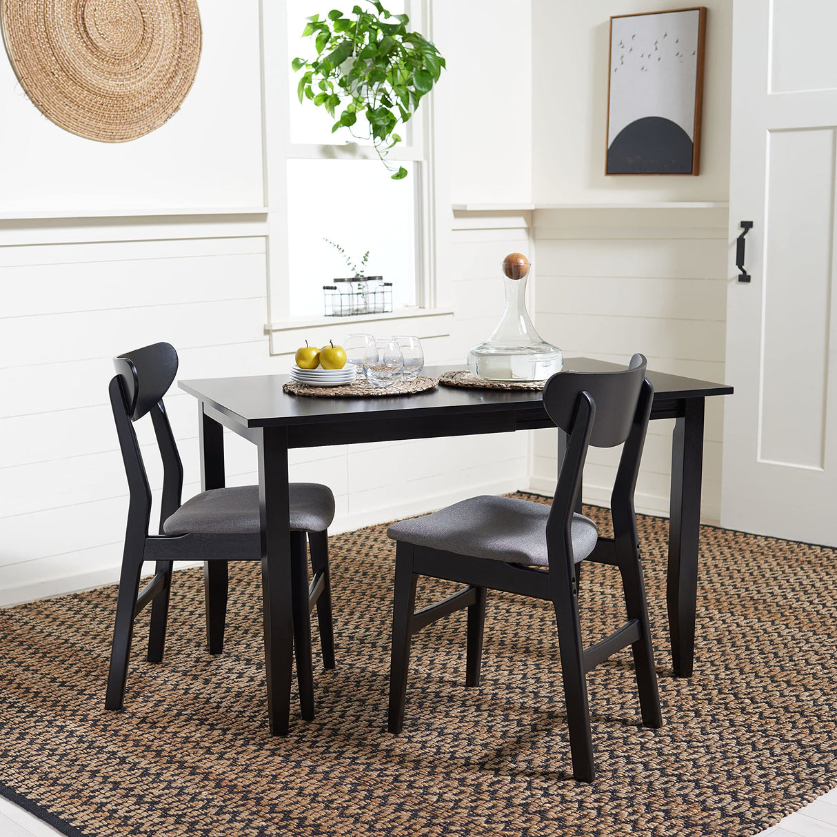 Home Collection Miliano Matte Black Drop End Leaf Dining Room Table DTB1404A