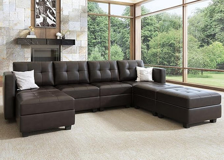 Modular Sectional Sofa Velvet U Shaped Couch with Double Chaises 6 Seater Sectional