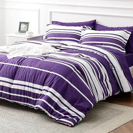 Grey White Striped Comforter for Queen Size Bed