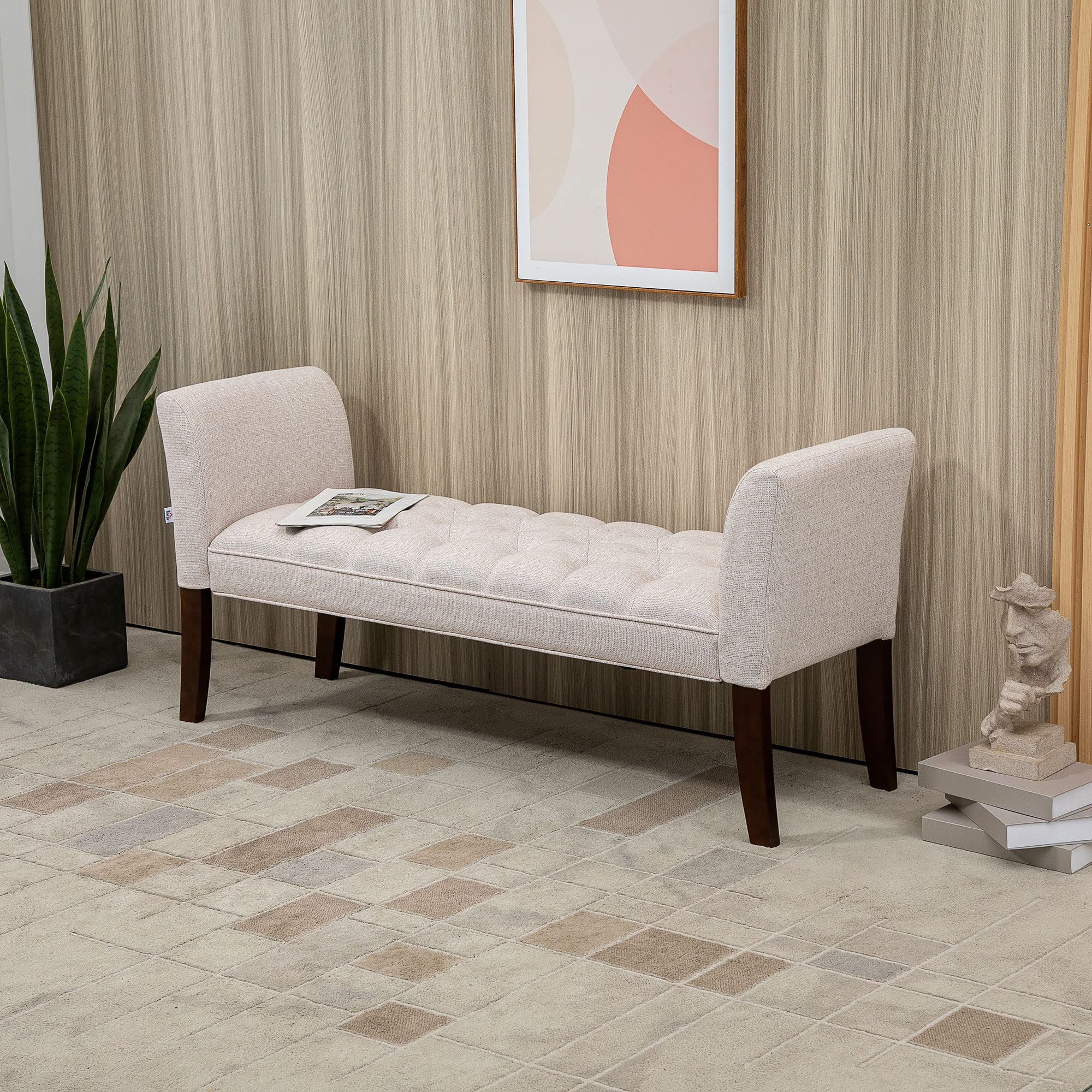 End of Bed Bench with Button Tufted Design