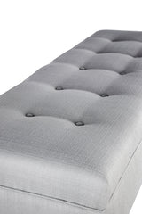 Furniture Designs Brooke Button Tufted Upholstered Long Bedroom Storage Bench, Sachi Series, 21"W x 13"H x 56"L, Silver Platnium