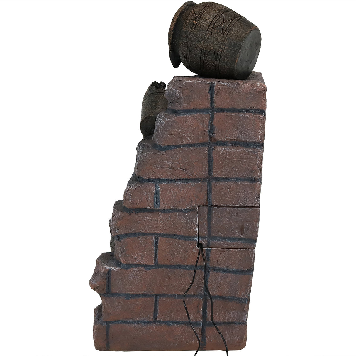 Crumbling Bricks and Pots 27-Inch Solar Fountain with LED Lights and Battery-Powered