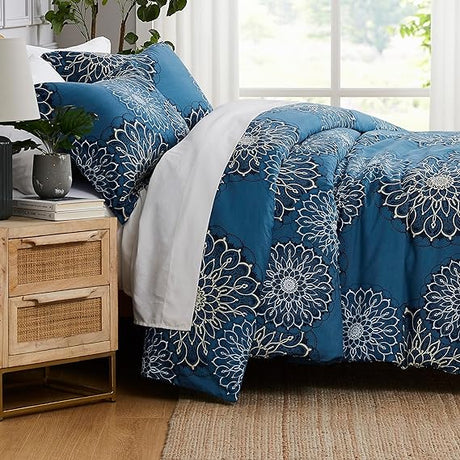 Oversized Comforter Bedding Set Down Alternative All-Season Warmth, Soft Reversible