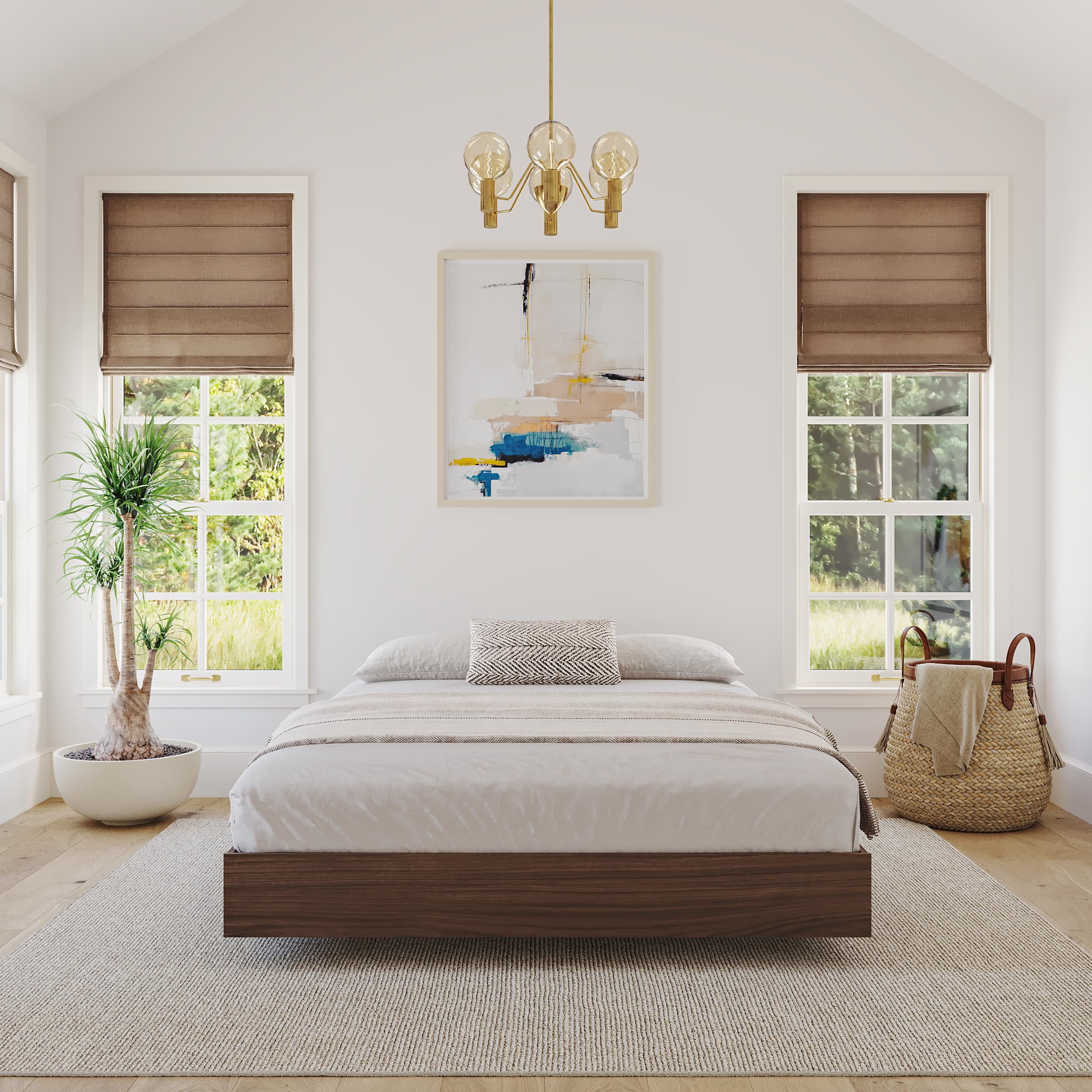 Alibi Queen Size Platform Bed, Walnut
