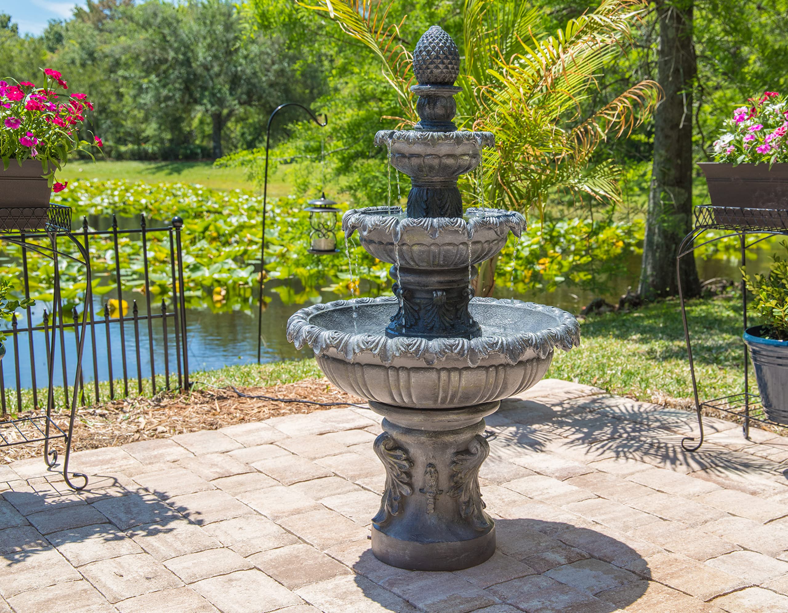 51010ZC Ibiza Outdoor Floor Fountain with Gray Finish, Classic Style