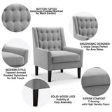 Rosevera Accent Chair - Button Tufted Armchair for Living Room, Bedroom, Reading - Mid-Century Modern Lounge Chair Set - Natural Gray