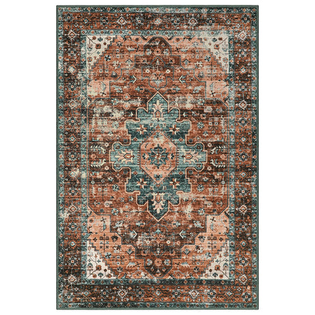 9x12 Ultra-Thin Vintage Medallion Area Rug for Living Room, Bedroom, Dining Room