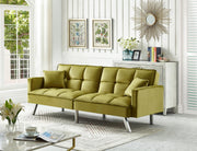 80'' Velvet Love seat Convertible Futon Two Pillows, Sleeper Couch