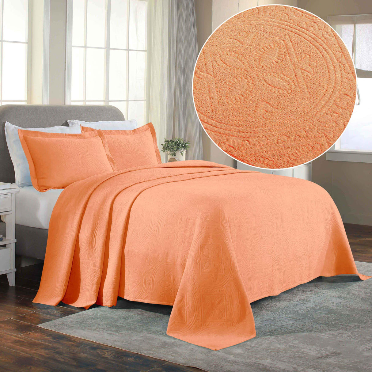 2 Piece Celtic Circles Cotton Bedspread Set, Decorative Bed Spread, Home Bed Decor