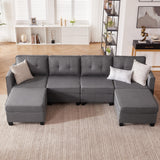 Modular Sectional Couch Sofa, Convertible U Shaped Couch with Storage Ottomans,