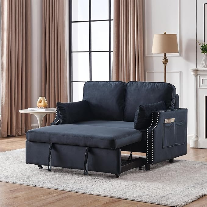 76.8'' Pull Out Sleeper Reversible Sectional Storage Sofa Bed, Convertible Velvet Corner Sofa Bed and Reversible