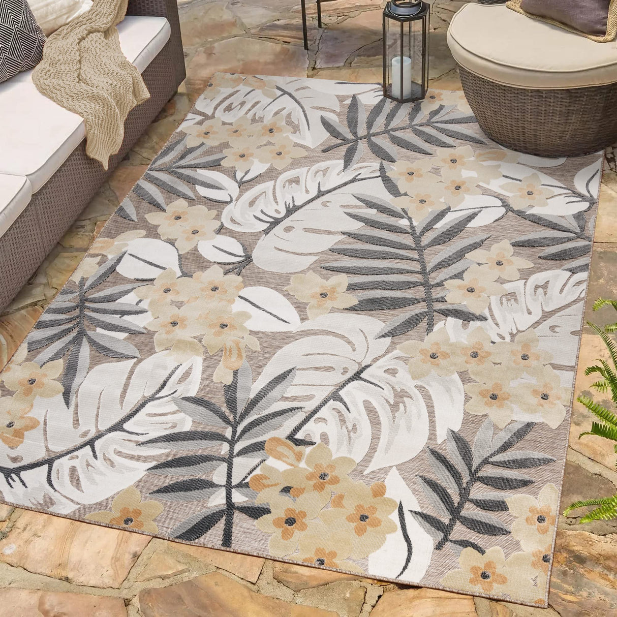 Premium Indoor Outdoor High-Low Area Rug | Deck Patio or Mudroom 6x9ft Medium,