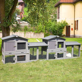 80in Chicken Coop Mobile Hen House Outdoor Wooden Poultry Cage