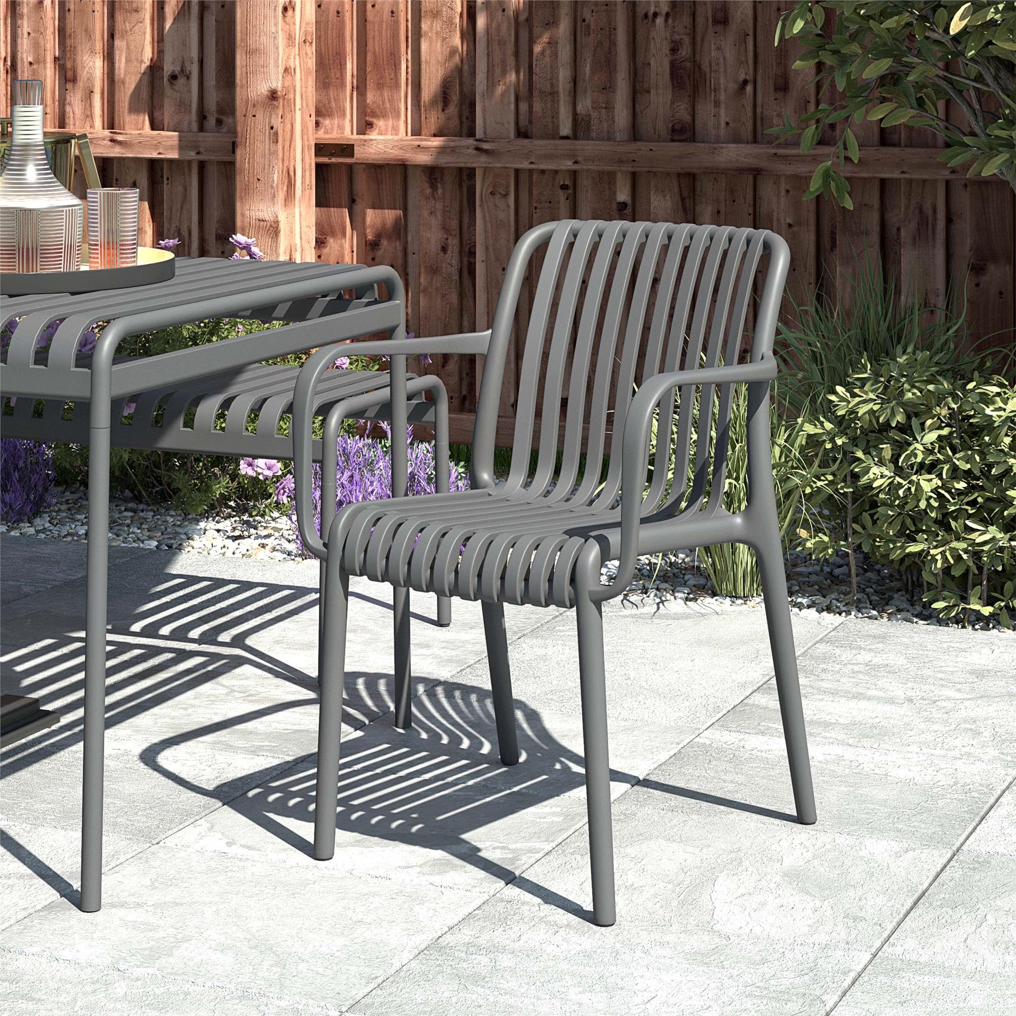 Bennett Stacking Dining Chairs by The, 4 Pack, Charcoal