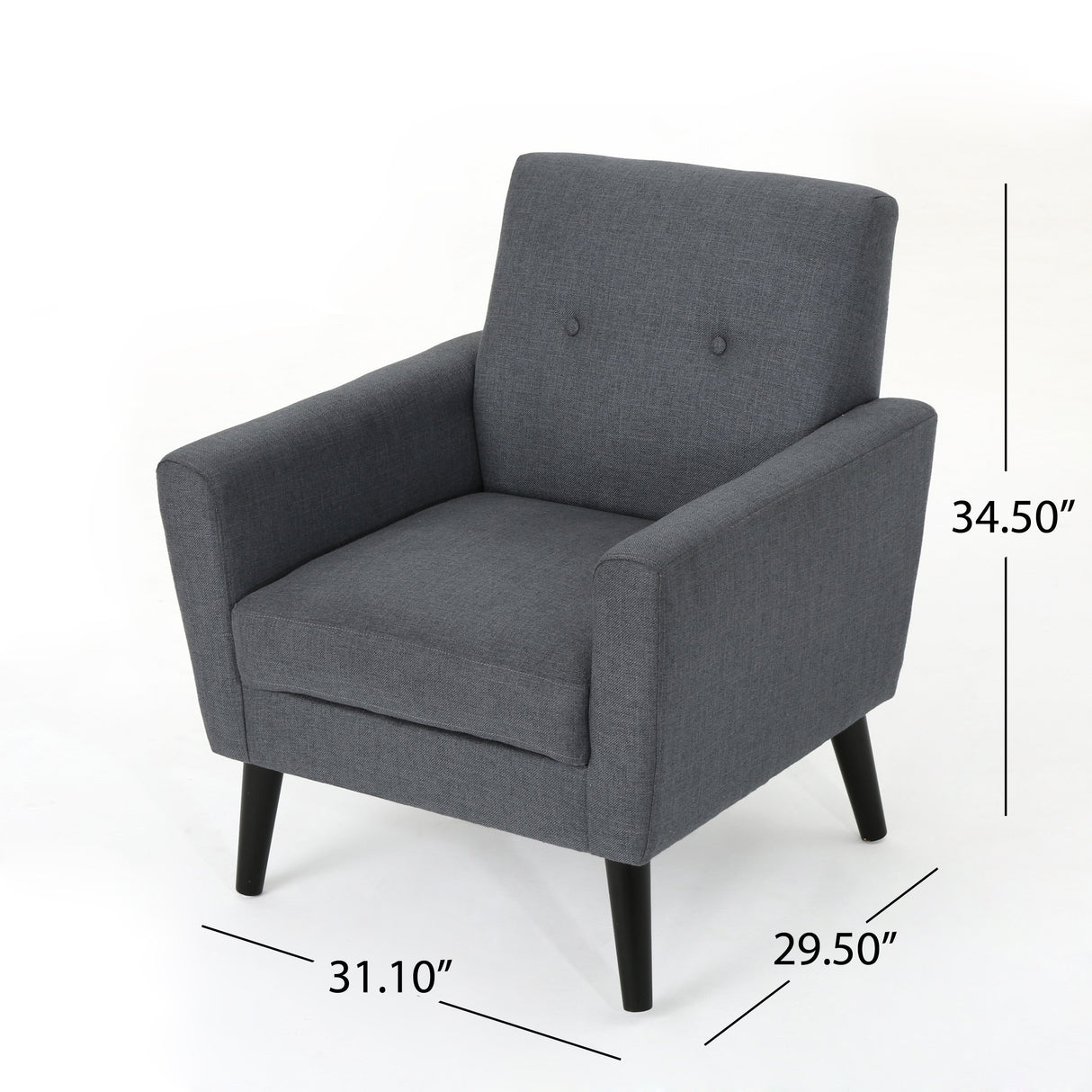 Sienna Mid-Century Modern Fabric Club Chair, Dark Grey