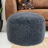 Fluffy Pouf Ottoman with Down-Alternative Filling, Stuffed Round Faux Fur Pouf