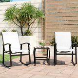 3 Piece Outdoor Rocking Bistro Set, Textilene Fabric Small Patio Furniture Set