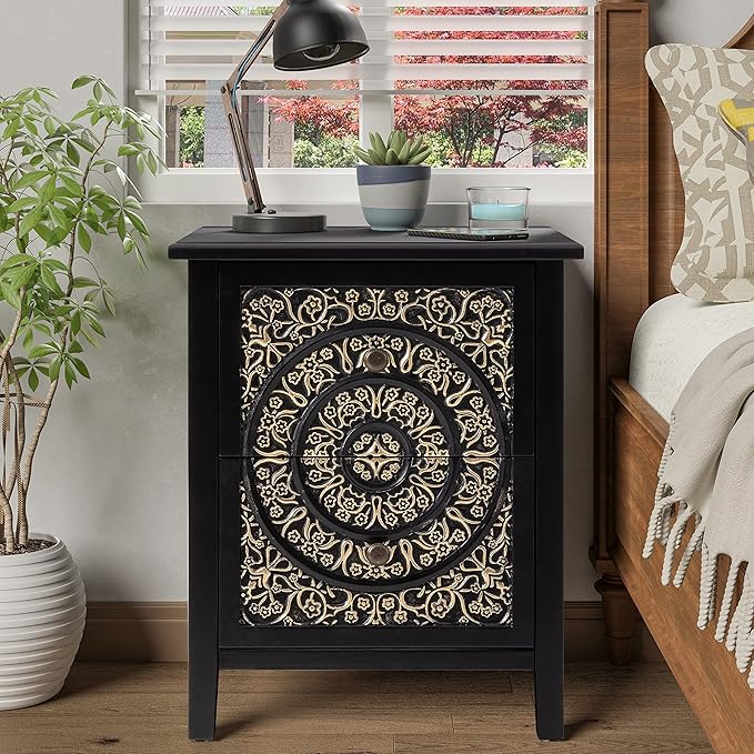 3-Drawer Fully-Assembled Flower Motif Dresser for French Country, Farmhouse, Modern