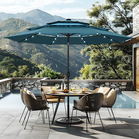 10ft Patio Umbrellas 3-Tier Umbrella Outdoor Patio Umbrellas