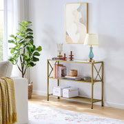 Gold Console Table, 3 Tier Entryway Table, Hallway Table, Narrow Sofa Table with Shelves