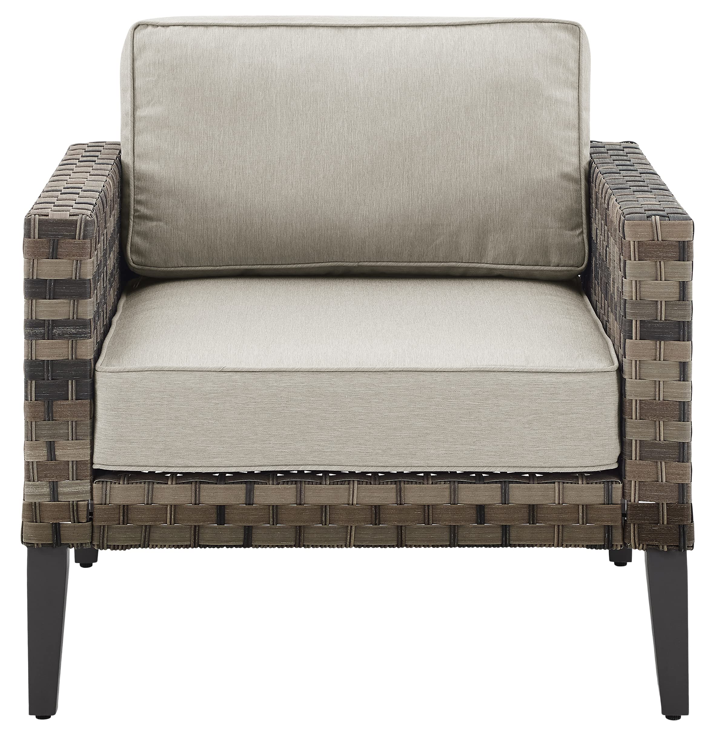 Outdoor Chair, Wicker Patio Chairs for Porch, Deck, Balcony, Backyard, Brown with Taupe Cushions