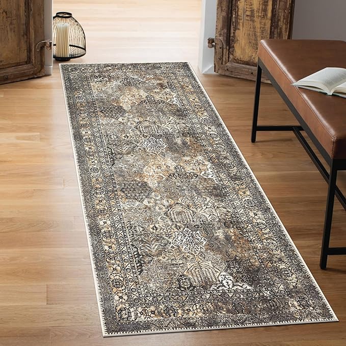 Machine Washable Area Rugs with Non-Slip Backing, Ideal for Hallway, Living Room