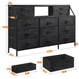 55”W Black Dresser, Dresser for Bedroom, Dresser with 13 Large Drawer