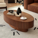 Oval Coffee Table for Living Room, Modern Wooden Drum Coffee Table Oval Coffee