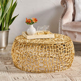 310321 Coffee Table, Gold, 27.5 in x 27.5 in x 12.5 in