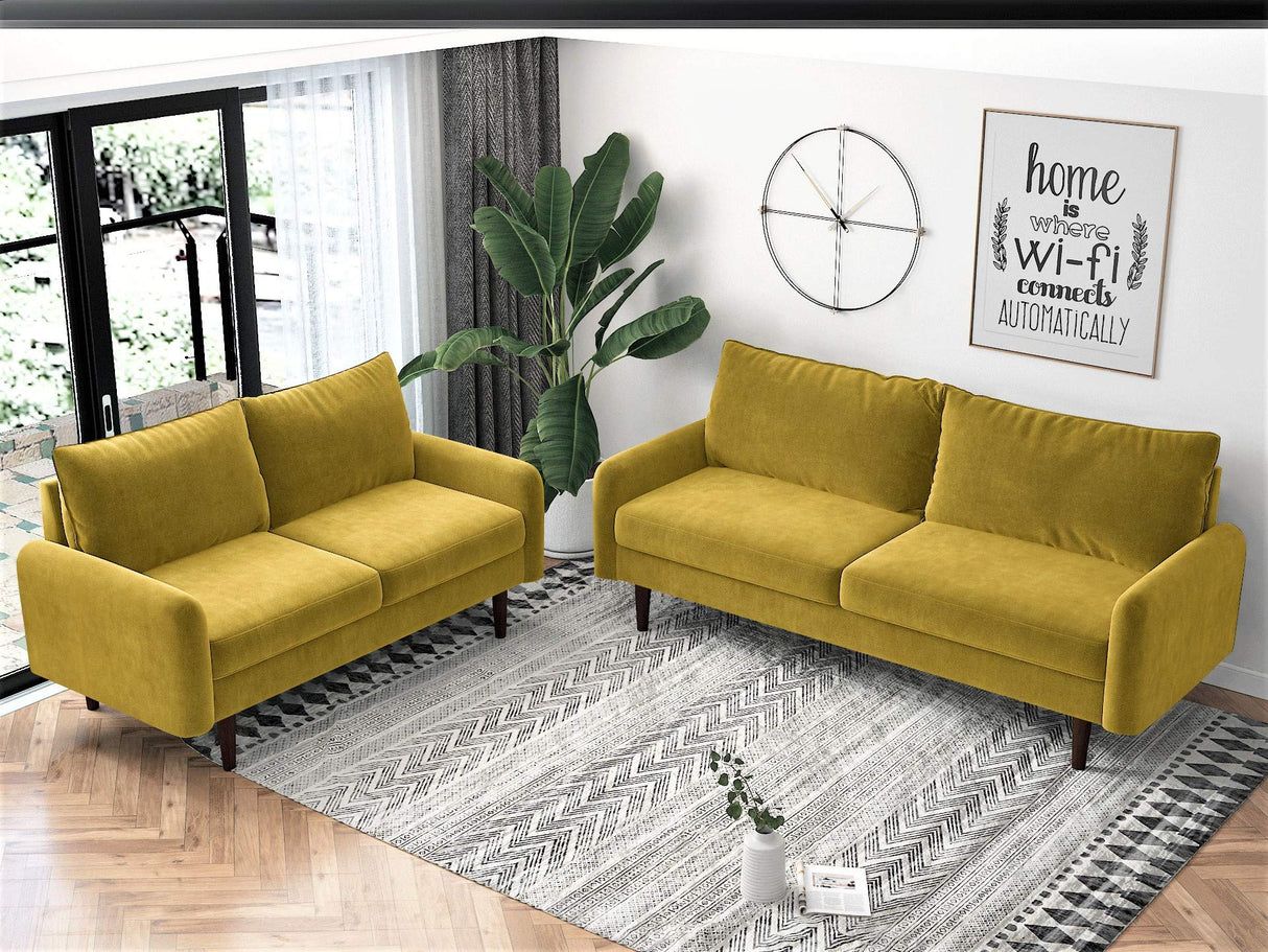 Americus Velvet Upholstered 3 Seater Couch for Living Room, with Luxurious Mid Century