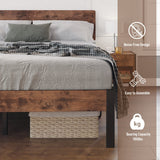 Queen Bed Frame with Headboard, Strong Steel Slat Support, Tool-Free Assembly,