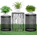 3 Metal Side End Tables Nightstand, Nesting Round Coffee Table for Indoor Outdoor