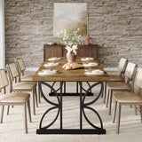 71" Dining Table for 6, Farmhouse Kitchen Dinner Table with Metal Frame, Rectangular Eating Desk, Dining Room