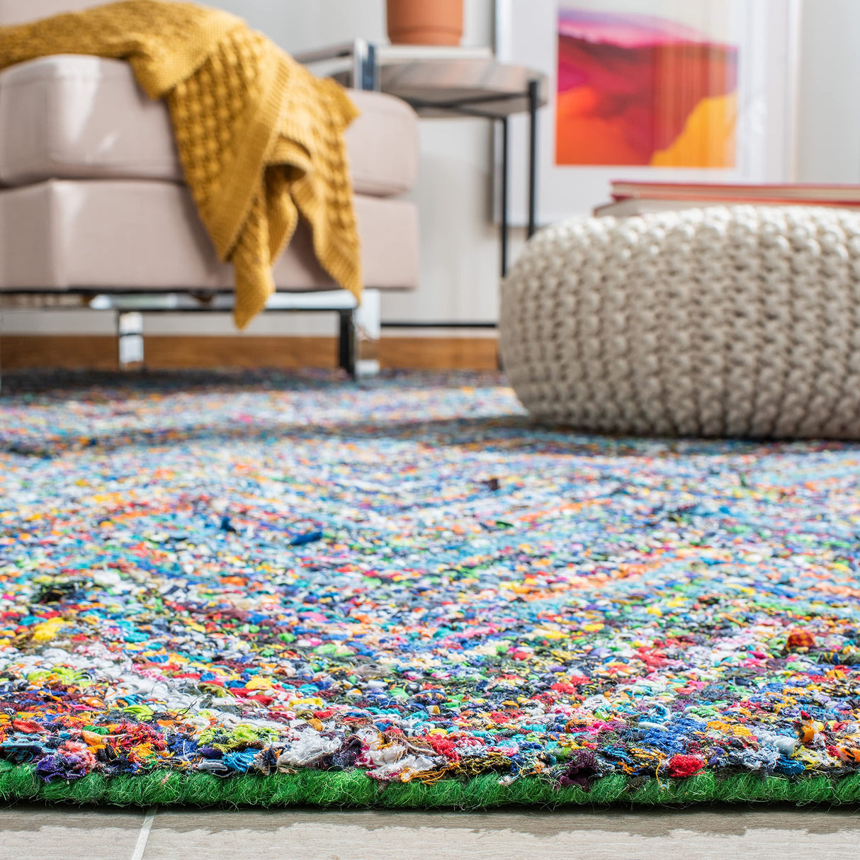 Nantucket Collection X-Large Area Rug - 11' x 15', Blue & Multi, Handmade Modern