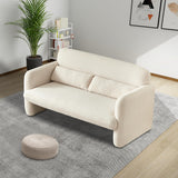 59.06'' Loveseat Sofa, 2 Seater Sherpa Lamb Fabric Love Seat Couch, Comfy Upholstered Modern Leisure Loveseat Couches with 2 Waist Pillow for Bedroom, Office, Living Room