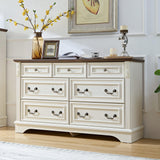 Farmhouse 7 Drawers Dresser, Dressers for Bedroom, 54" Wide Wood Rustic