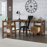 Trestle L-Desk, Vintage Oak Finish