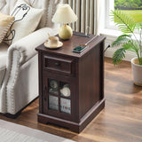 Farmhouse XXL End Table with Charging Station, Side Table with USB Ports and Outlets