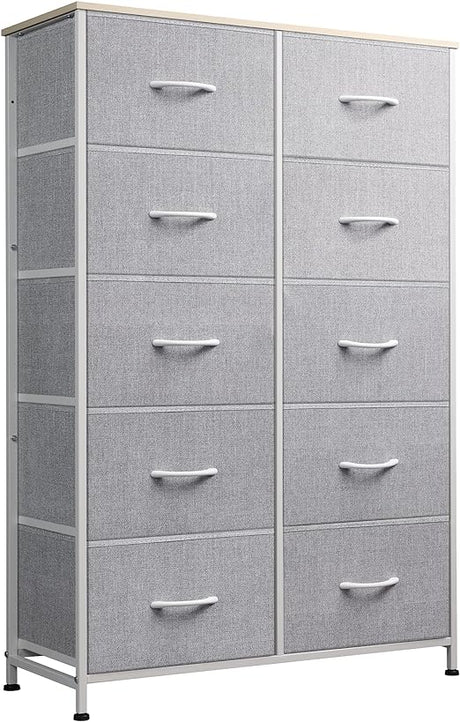 10-Drawer Dresser, Fabric Storage Tower for Bedroom, Hallway, Closets