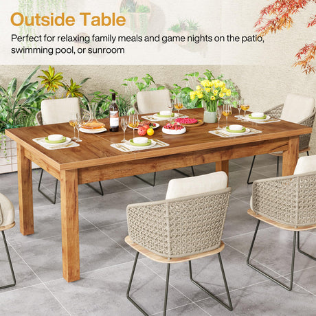 70.87" Wood Dining Table for 6-8 People, Modern Large Rectangle Kitchen Table,