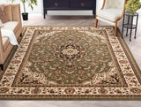 Well Woven Barclay Collection Medallion Kashan Green 9x12 Area Rug - for Living Room, Bedroom, and Dining Room