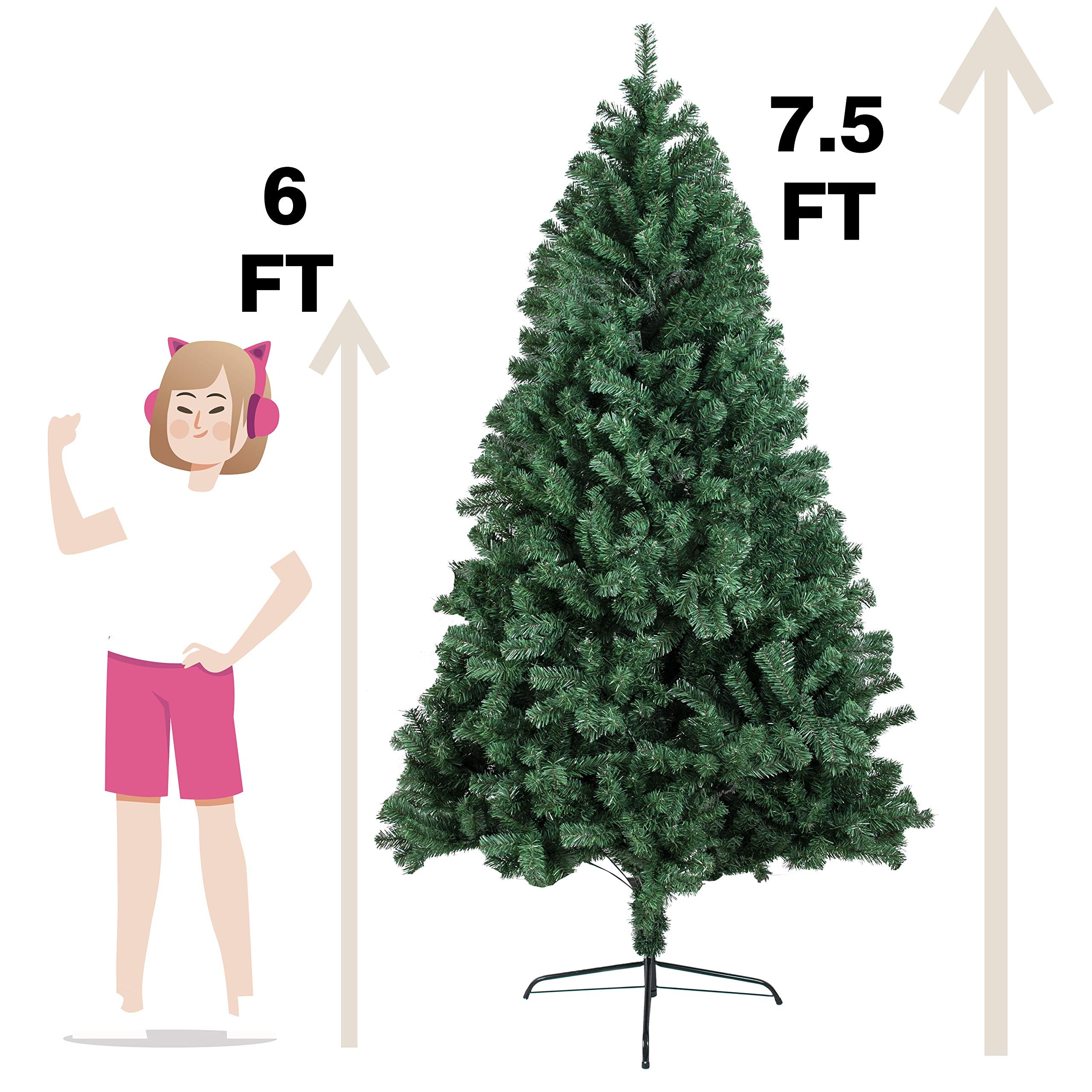 Artificial Christmas Pine Tree Fake Xmas Spruce Trees Holiday Decoration with Metal