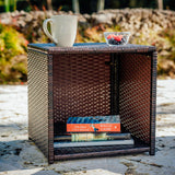 Wicker Outdoor Furniture Set - 3 Piece Patio Bistro Set (Brown/Beige)