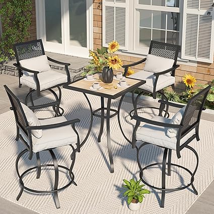 3 Piece Outdoor Swivel Bar Set