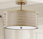 Lighting Collection Giotta Farmhouse Antique Gold 16-inch Diameter Semi Flush Mount Ceiling Light Fixture