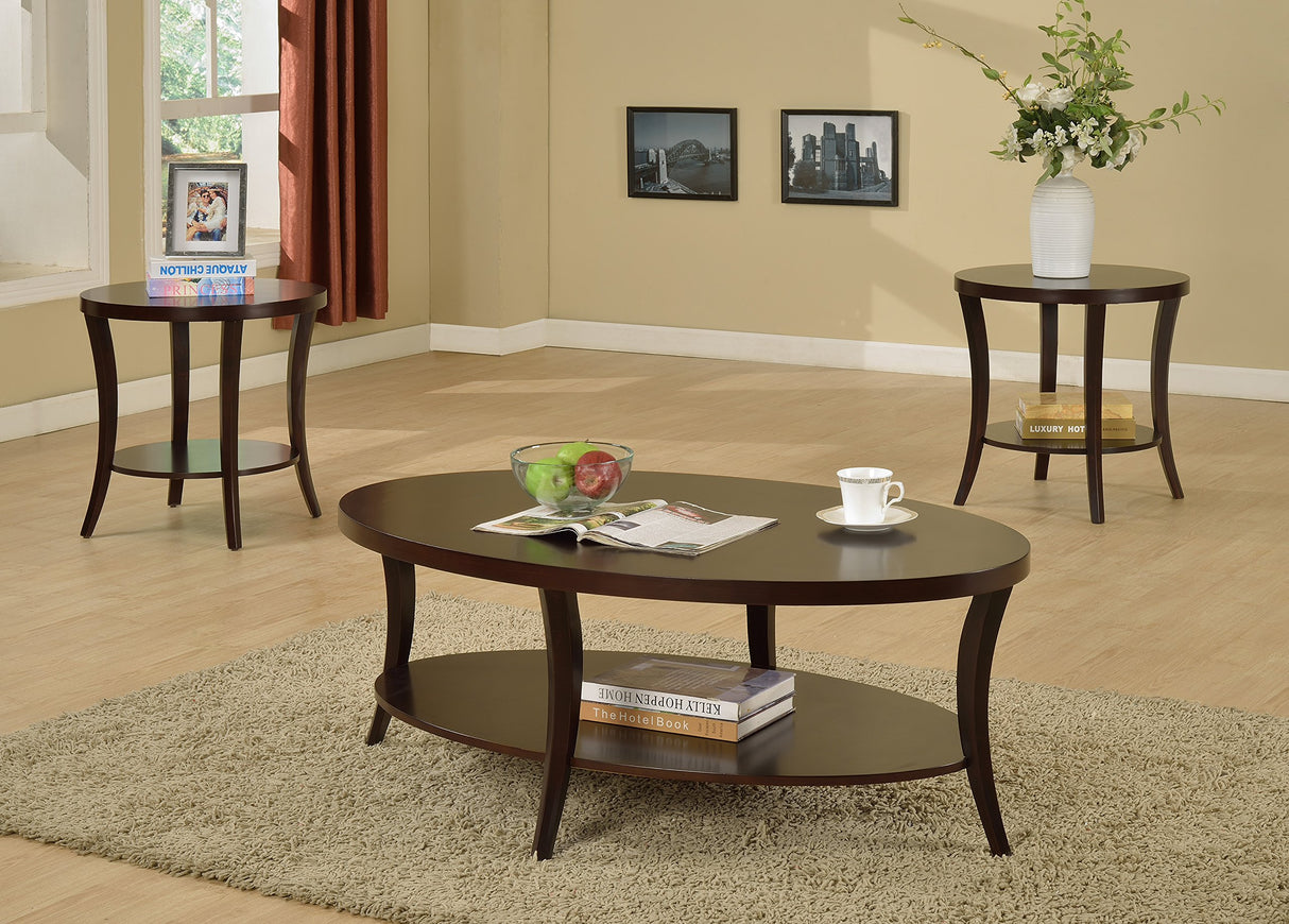 Roundhill Furniture EP Oval Coffee End Tables Set