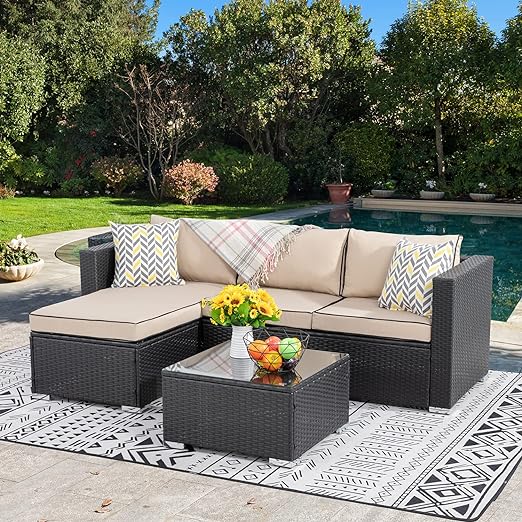 Patio Furniture Set 3 Piece Outdoor Sectional Patio Sofa