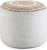 Serena 18 Inch Contemporary Round Braided Pouf in Dove Grey Cotton