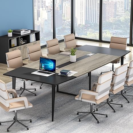 Conference Table, 70.86L x 35.43W x 29.52H Inches Boat Shaped Meeting Table, Modern