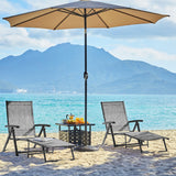 Outdoor Folding Chaise Lounge Set of 2 Patio Reclining Chairs w/Adjustable 7-Position